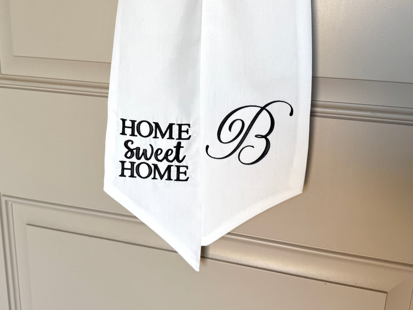 Personalized Home Sweet Home Wreath Sash with Initial | Embroidered Door Wreath Sash