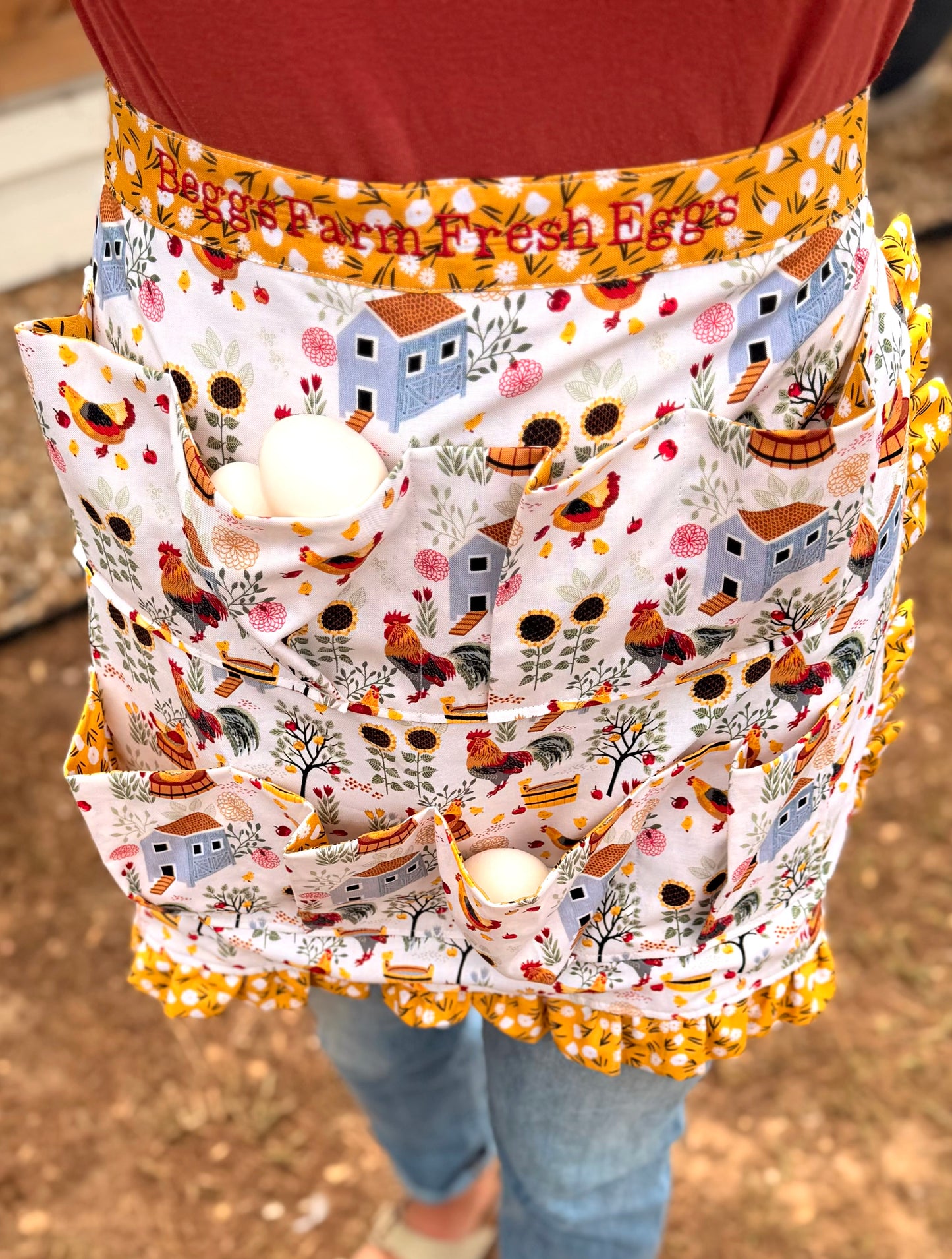 Personalized Egg Gathering Apron | Custom Embroidered Farm Apron | Chicken Egg Collection Apron | Backyard Chicken Gift