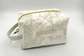 Personalized Green Toile Quilted Boxy Bag | Embroidered Cosmetic Bag