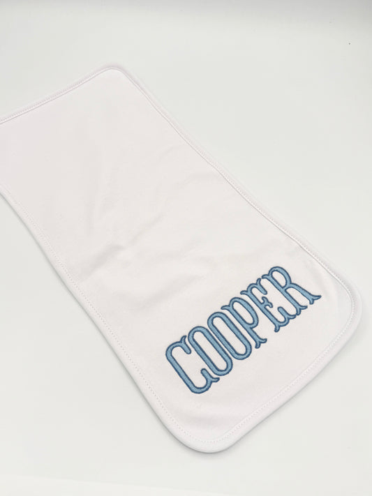 Personalized Baby Boy Burp Cloth | Embroidered Name Burp Cloth