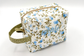 Personalized Dusty Blue & Green Floral Ruffle Boxy Bag | Embroidered Makeup Bag | Custom Cosmetic Case | Travel Toiletry Bag | Gift for Her