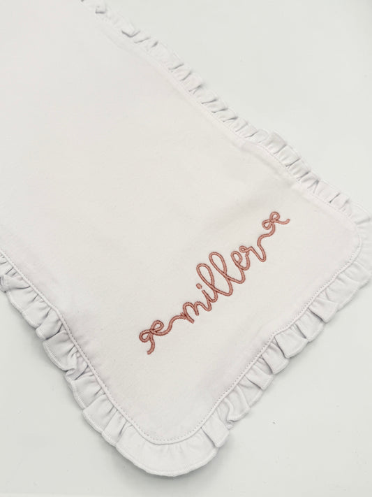 Personalized Baby Girl Burp Cloth | Embroidered Name with Bows