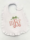Personalized Baby Girl Ruffle Bib | Monogram & Bow Embroidered Bib