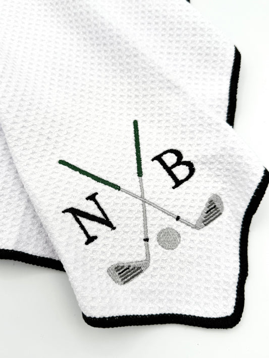 Monogram Embroidered Golf Towel | Personalized Golf Bag Towel
