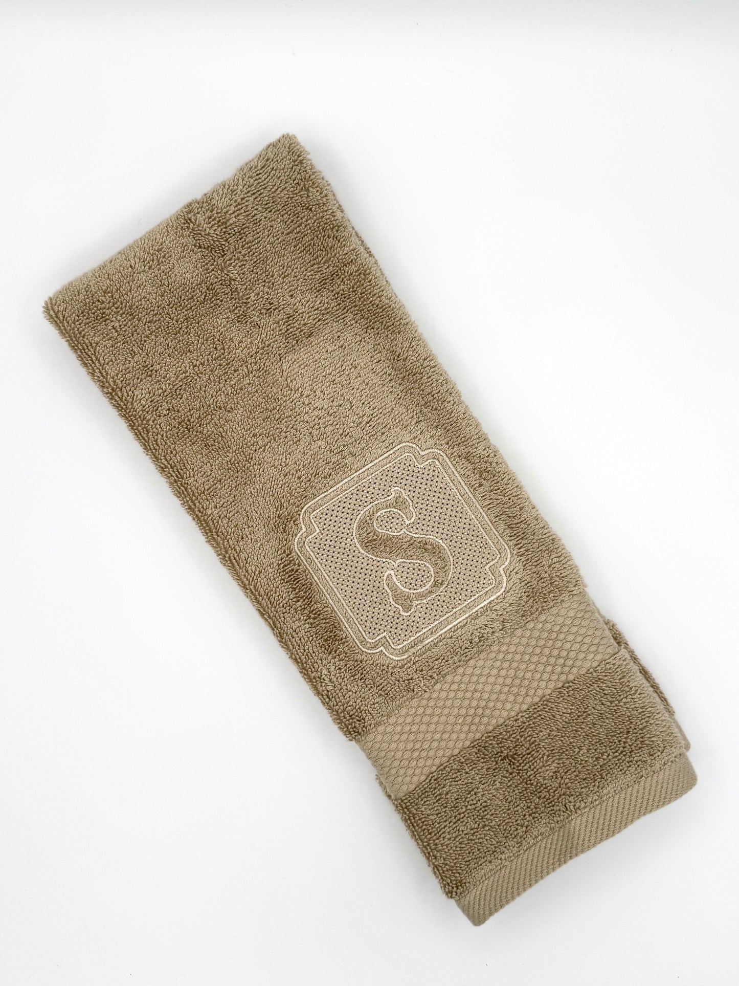 Personalized Embroidered Hand Towel with Monogram Initial | Luxury Bathroom Decor