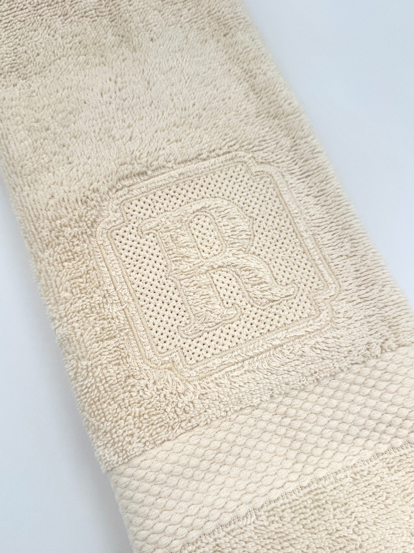 Personalized Embroidered Hand Towel with Monogram Initial | Luxury Bathroom Decor