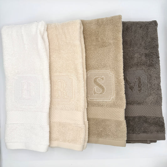Personalized Embroidered Hand Towel with Monogram Initial | Luxury Bathroom Decor