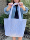 Quilted Everyday Tote Bag - Blue Stripe