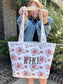 Quilted Everyday Tote Bag and Matching Boxy Bag - Red and Green Floral