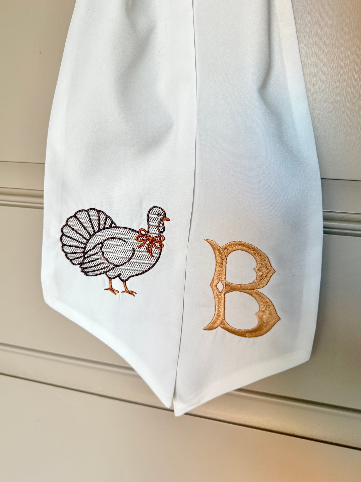 Embroidered Turkey Wreath Sash | Personalized Fall Wreath Bow | Thanksgiving Door Decoration