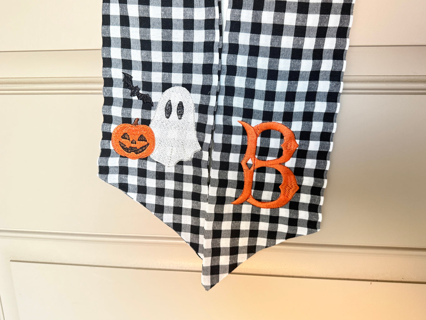 Embroidered Halloween Wreath Sash | Personalized Front Door Bow | Custom Halloween Decor