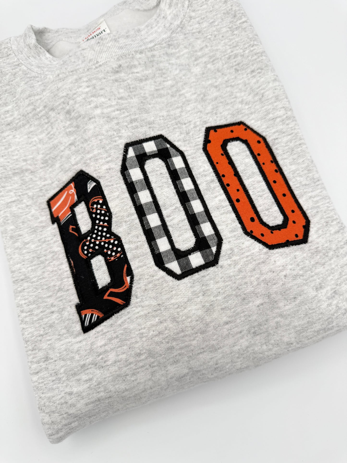 Boo Appliqué Embroidered Sweatshirt | Cute Halloween Crewneck | Fall Graphic Sweatshirt