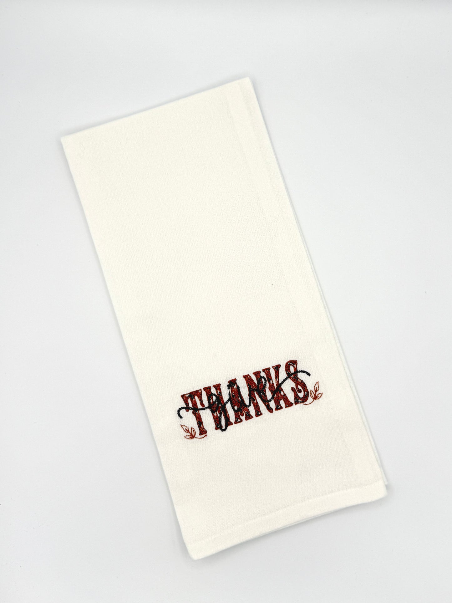 Give Thanks Kitchen Towel | Embroidered Fall Tea Towel | Thanksgiving Kitchen Decor