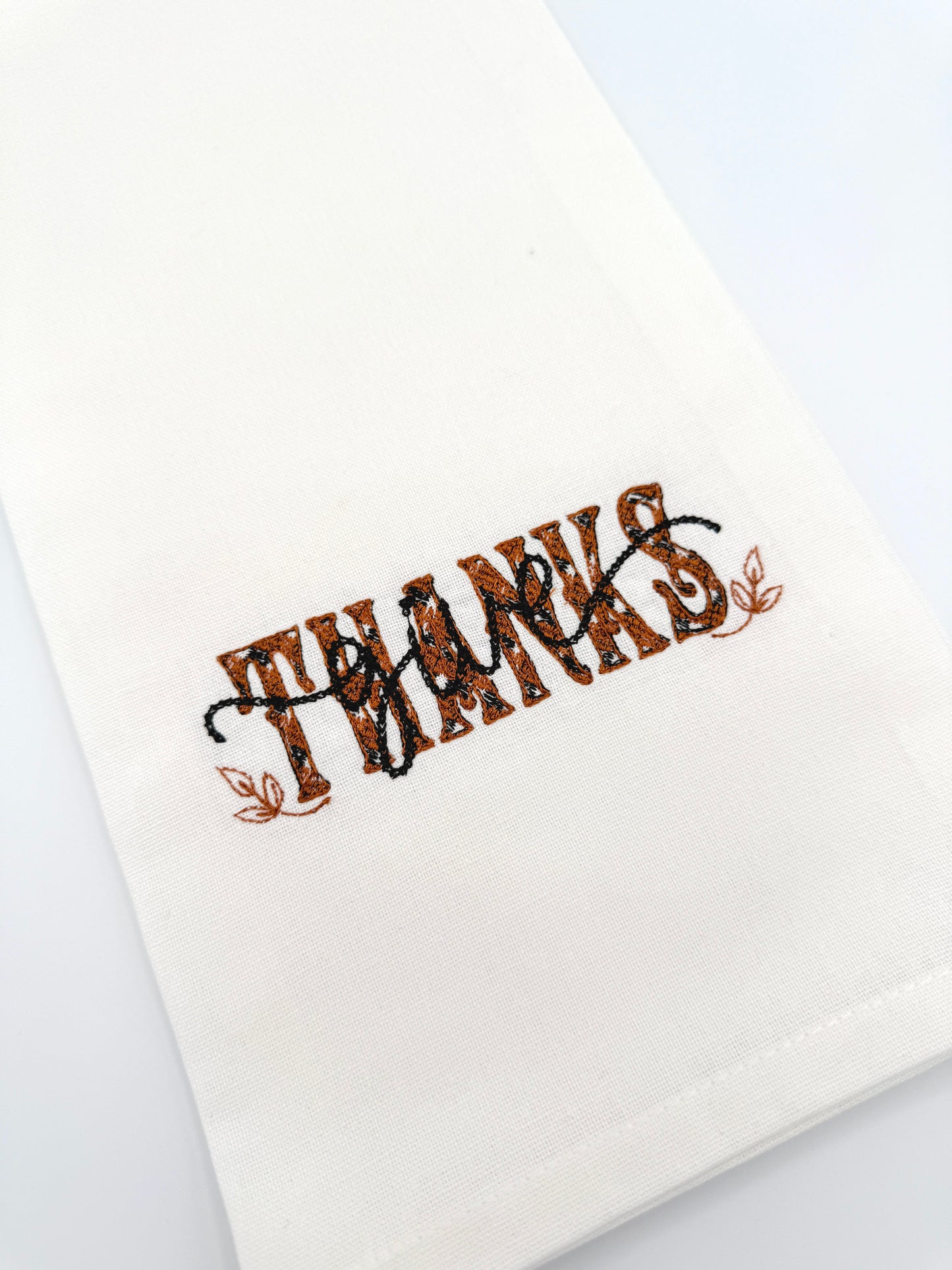 Give Thanks Kitchen Towel | Embroidered Fall Tea Towel | Thanksgiving Kitchen Decor