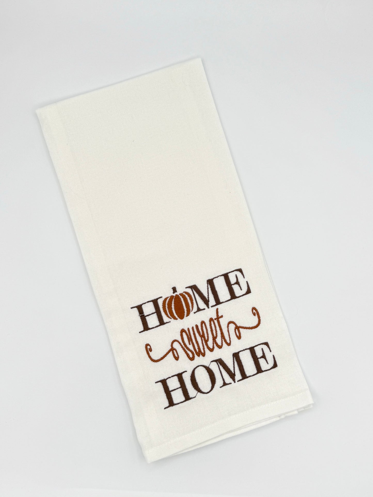 Home Sweet Home Fall Tea Towel | Embroidered Pumpkin Kitchen Towel