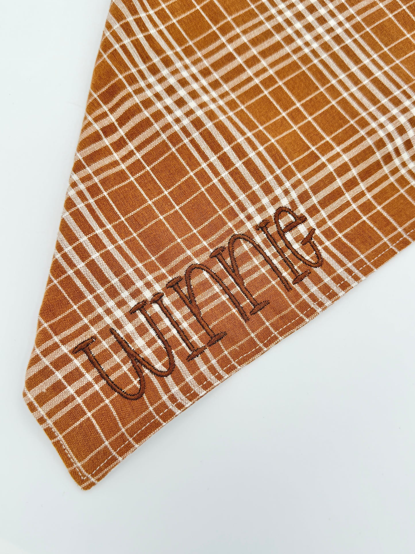 Personalized Embroidered Dog Bandana | Plaid Fall Pet Bandana | Custom Dog Name