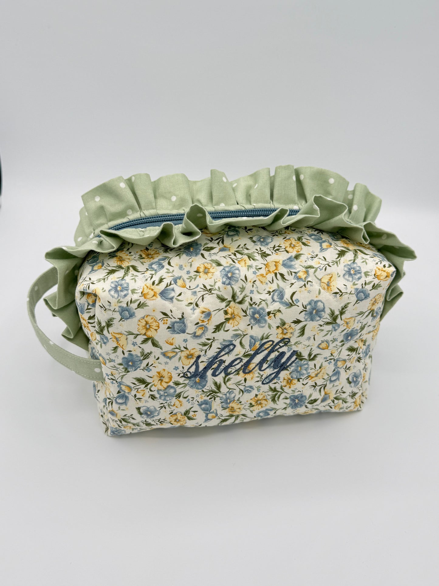 Personalized Cottage Floral Quilted Makeup Bag | Travel Cosmetic Case