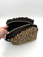 Personalized Leopard Print Ruffle Boxy Bag | Embroidered Makeup Bag | Custom Cosmetic Case | Travel Toiletry Bag | Gift for Her