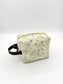 Personalized Green Floral Quilted Boxy Bag | Embroidered Cosmetic Bag | Travel Toiletry Bag
