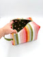 Personalized Rainbow Stripe Quilted Boxy Bag | Embroidered Cosmetic Bag