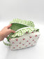 Personalized Cherry Ruffle Boxy Bag | Embroidered Makeup Bag | Custom Cosmetic Case | Travel Toiletry Bag | Gift for Her