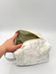 Personalized Green Toile Quilted Boxy Bag | Embroidered Cosmetic Bag
