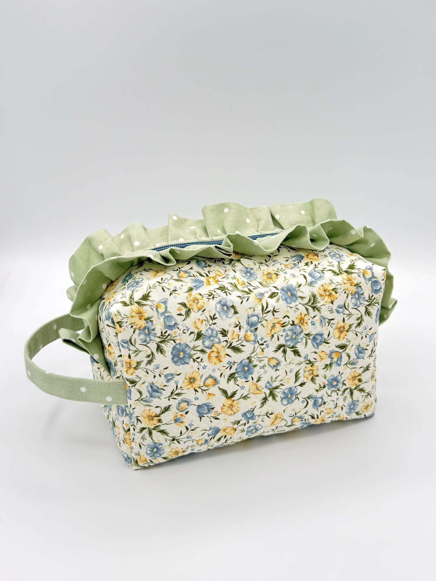 Personalized Cottage Floral Quilted Makeup Bag | Travel Cosmetic Case