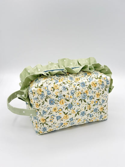Personalized Cottage Floral Quilted Makeup Bag | Travel Cosmetic Case