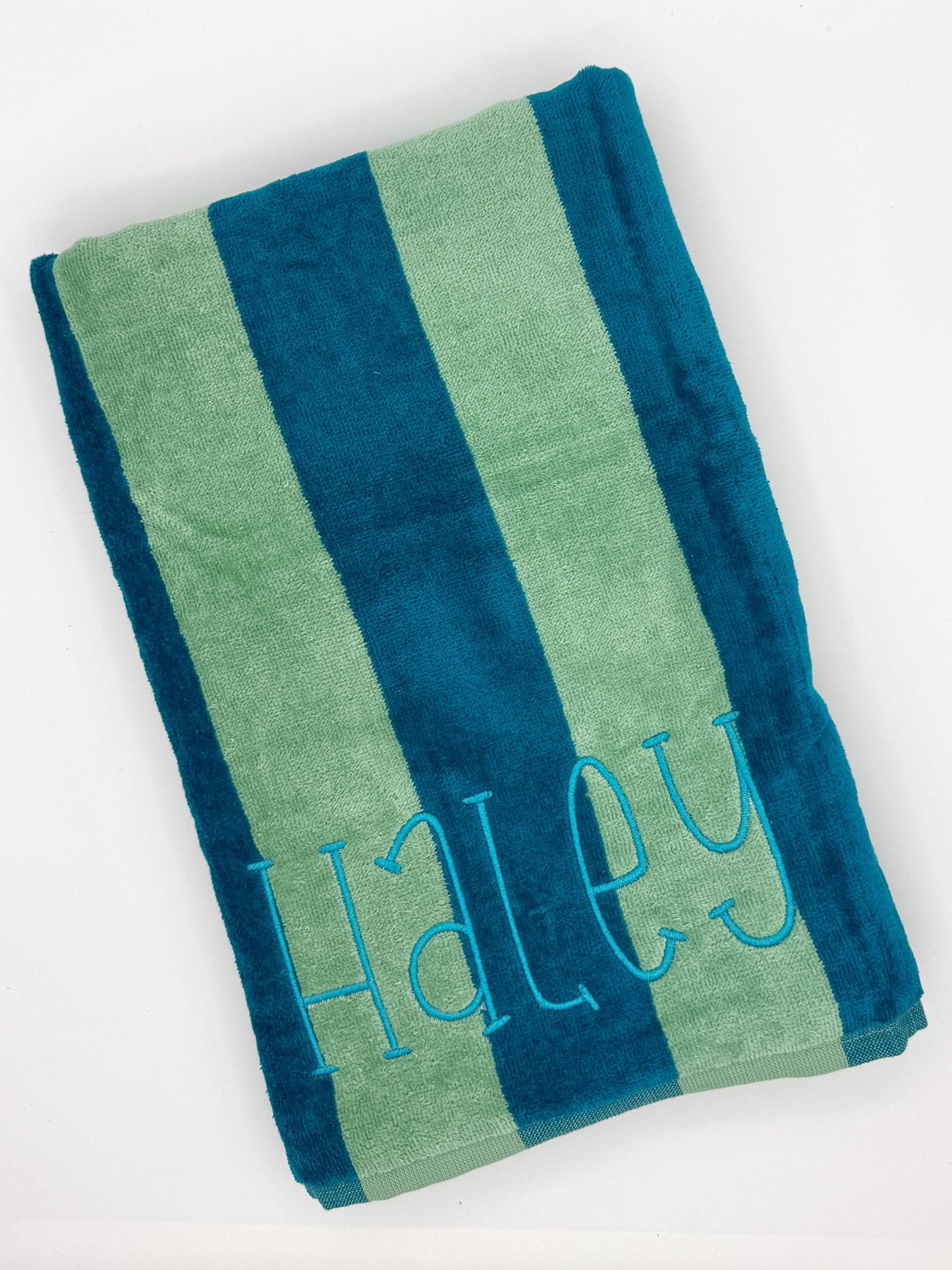 Personalized Embroidered Beach Towel, Custom Striped Cabana Towel, Monogram Pool Towel, Vacation Gift