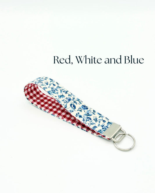 Cute Fabric Keychain, Handmade Key Fob, Key Ring Accessory, Gift for Her, Wrist Keychain